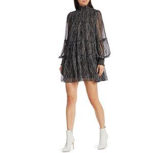 Cinq a Sept Daisy Chain Rika Mina Love Note Turtleneck Long Sleeve Mini Dress